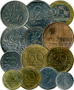 Монеты Франции в период с 1960 по 2001 год