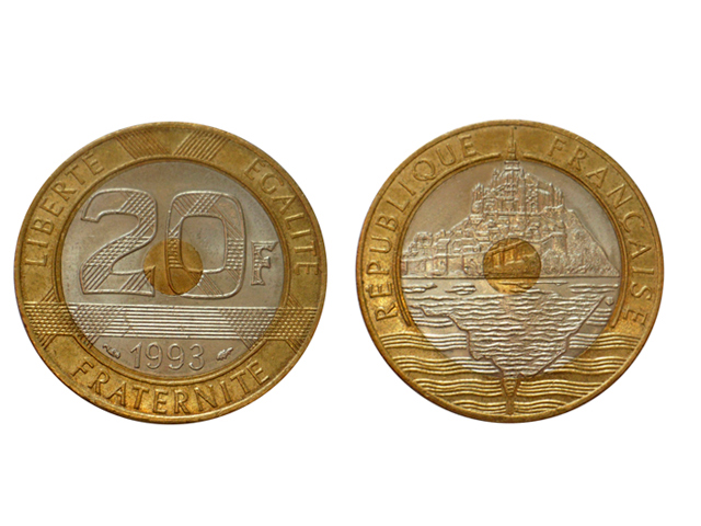 Монета Франции номиналом 20 франков